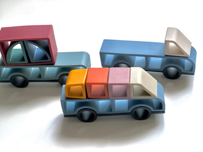 set of 3 car truck stacker toy