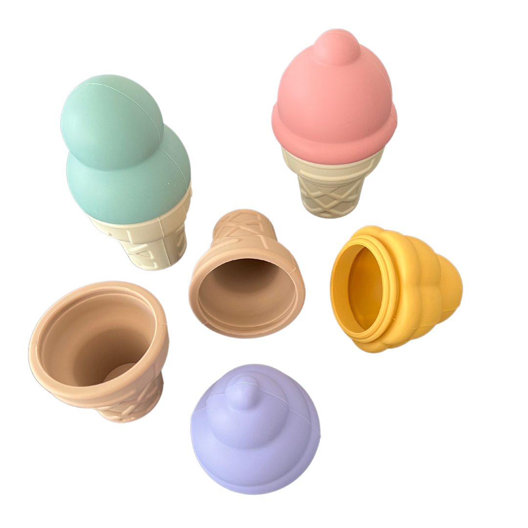 4 colours ice cream silicone infant toy. Easy Wash