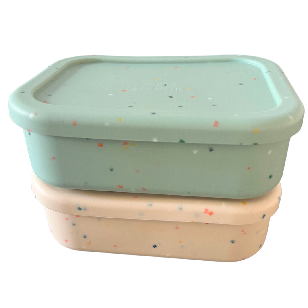 Bento Snack Lunch Box Container 3 compartments speckled sage and oatmeal