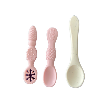 Set of 3 Baby Silicone Teether Spoons - Pinks