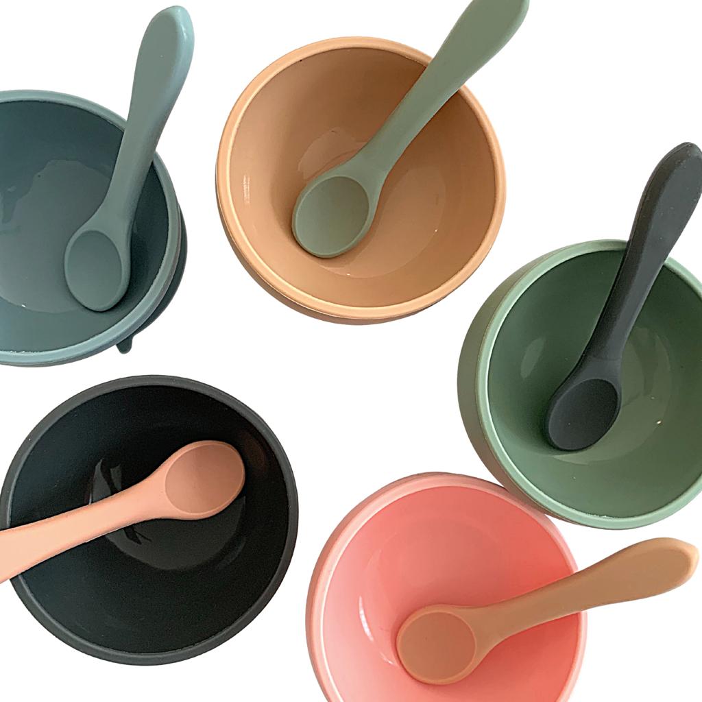 silicone spoons with suction silicone bowls