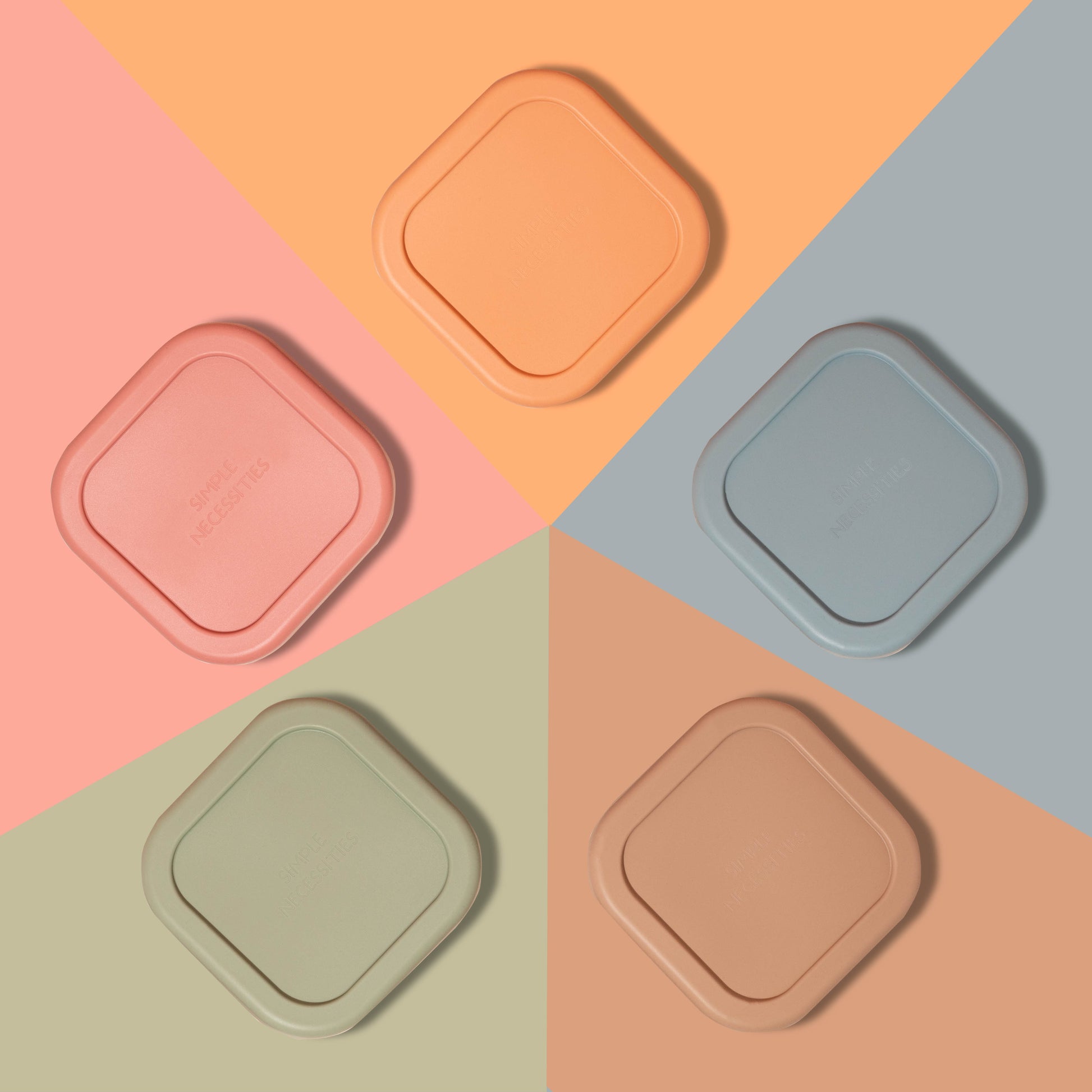 5 colours silicone square containers