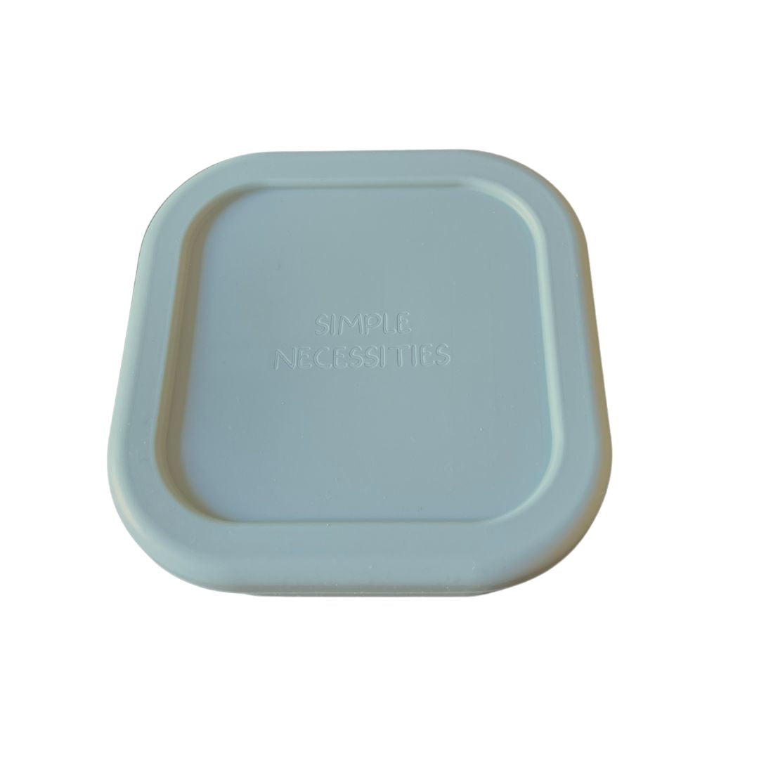 DUsty  Blue silicone square container and lid