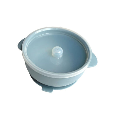 Dusty Blue Suction Bowl and Lid