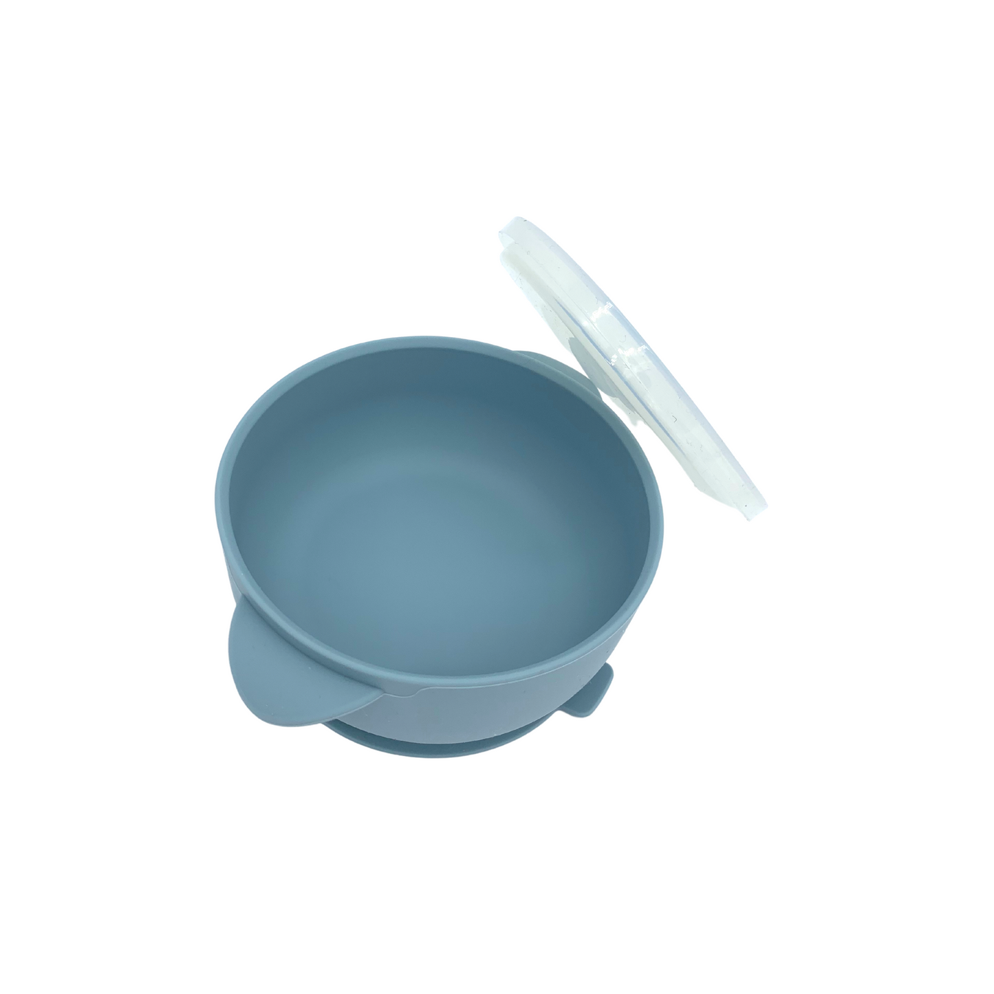Dusty Blue Suction Bowl and Lid.