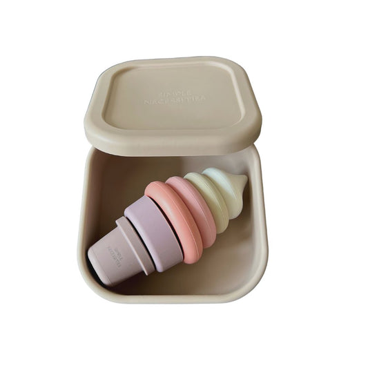 SIiicone Box container and Ice Cream stacking Toy Gift Pack for newborns and busy mums