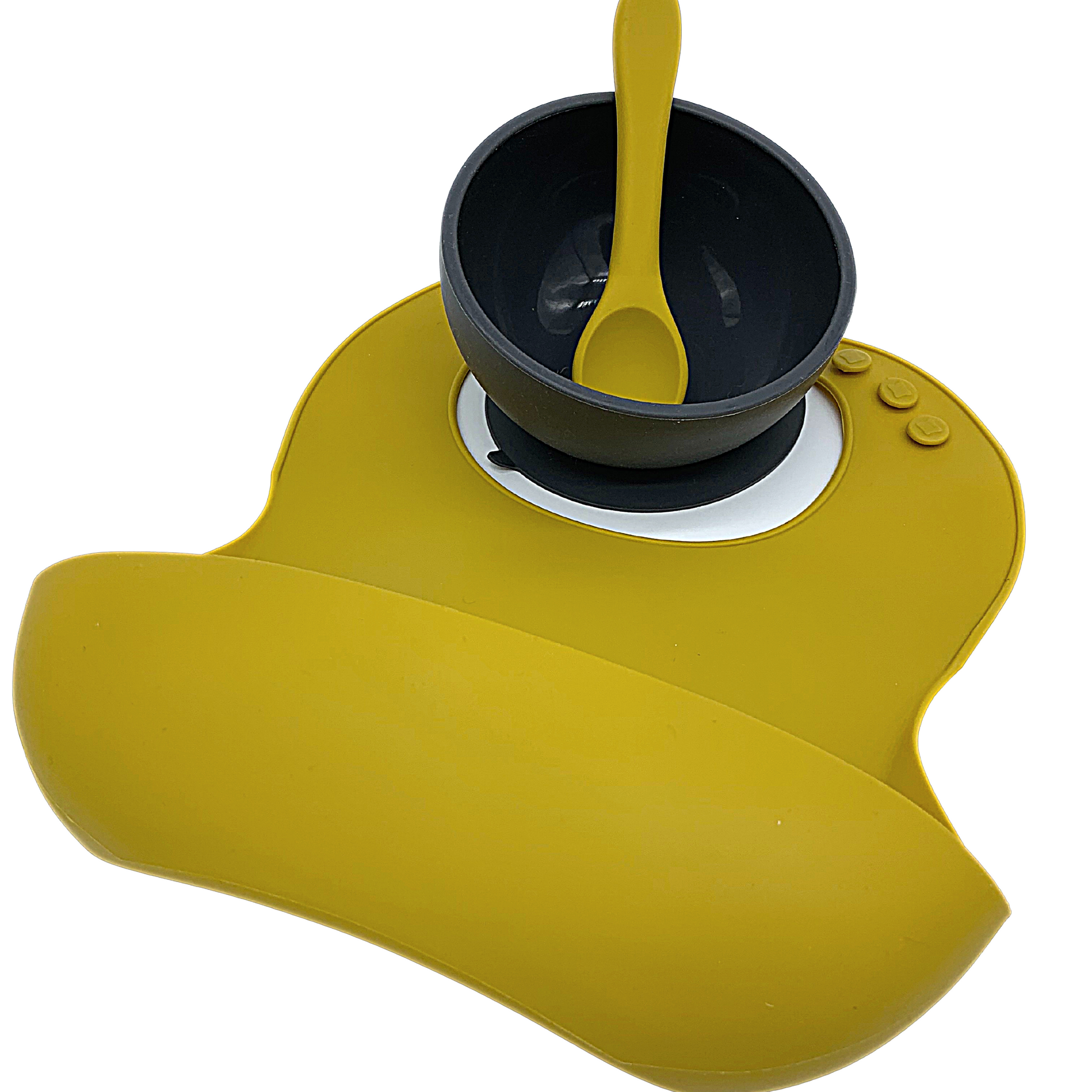 Silicone Mustard Bib and Spoon Bundle