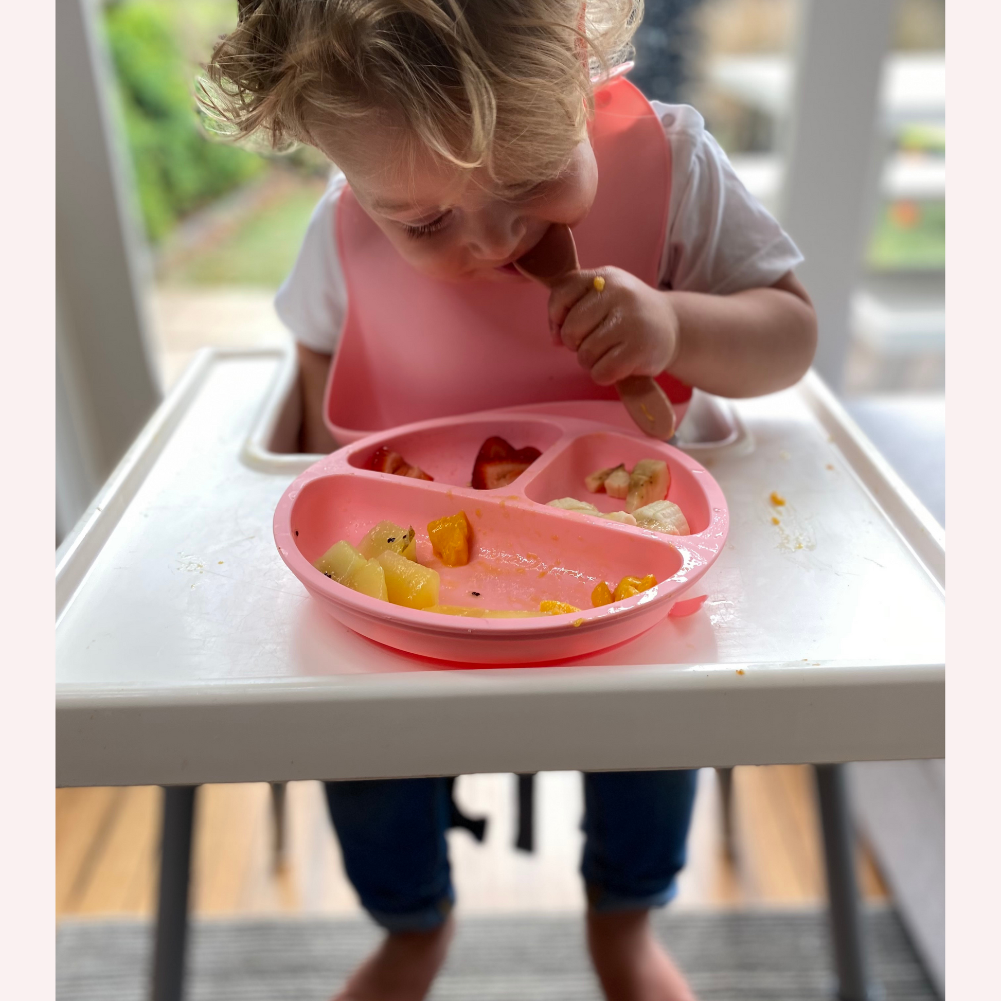 Silicone feeding bibs and plate
